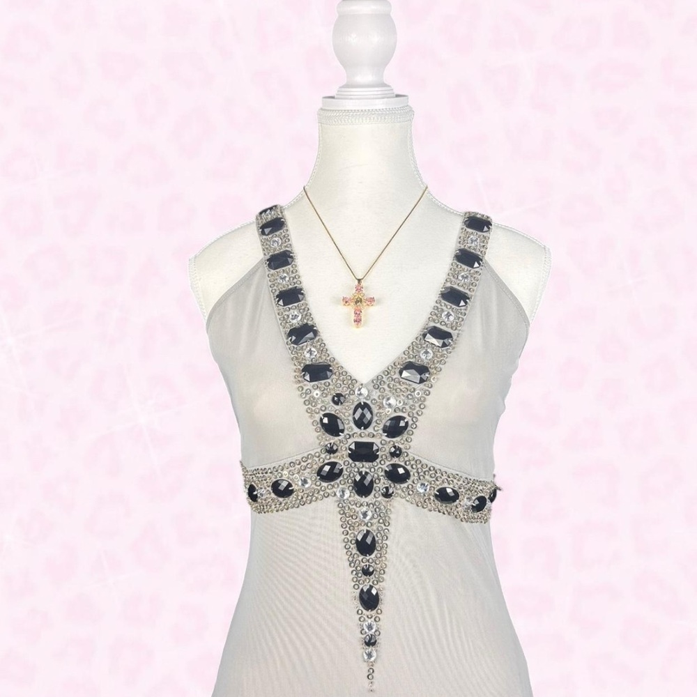 Elegant Black and Silver Embellished Mini Dress